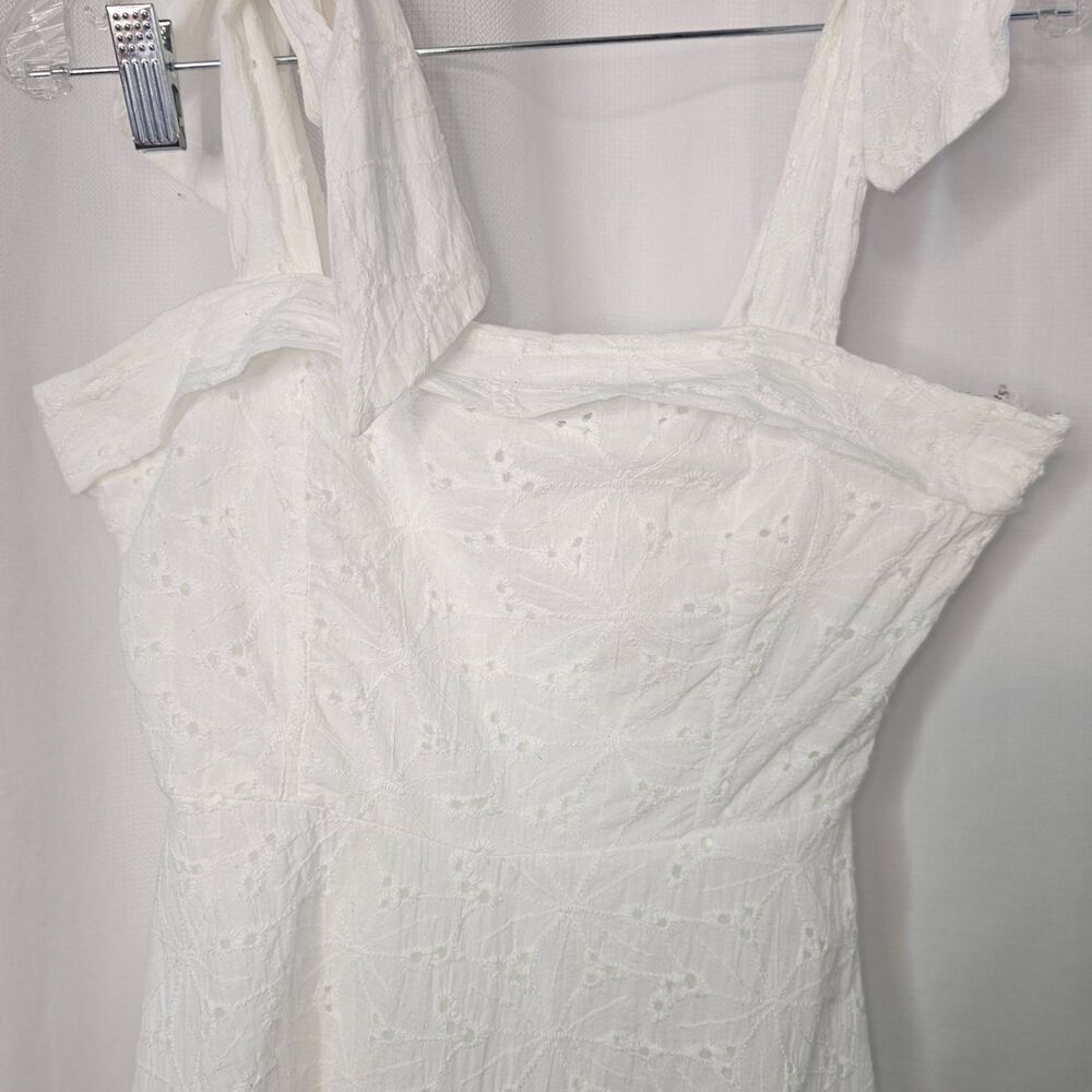 3 X 25 Lulus Dress Womens S White Aline Mini Eyelet Bow Embroidered Sleeveless - Picture 6 of 12